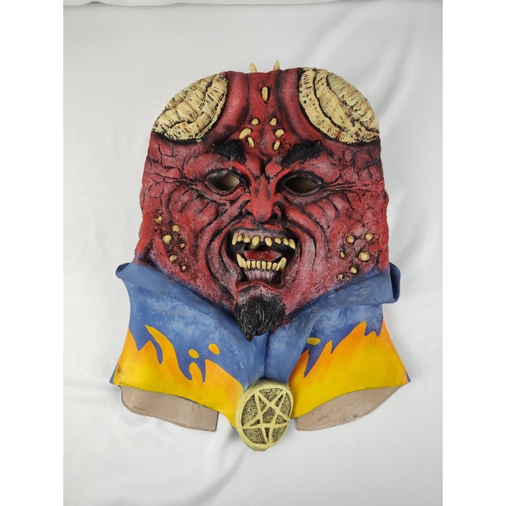 SATAN DEVIL HORNS 2005 Paper Magic Group Halloween Mask Full Head Rubber Latex